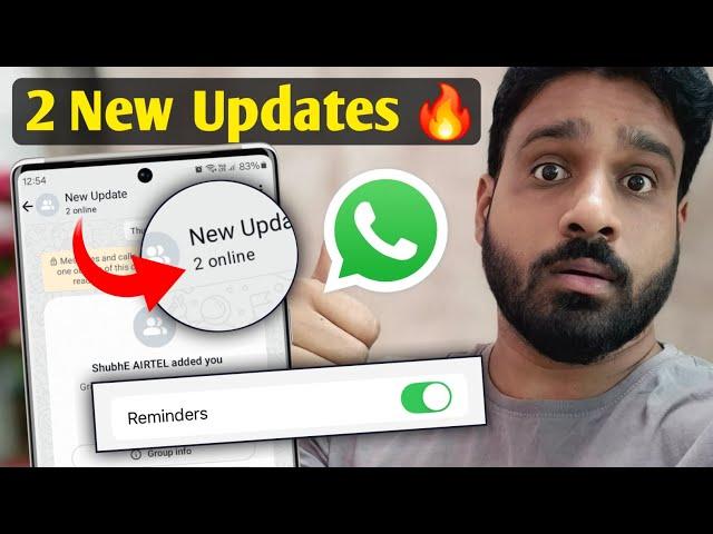 2 Whatsapp New Update 2024 | Reminder And Online status For groups | Whatsapp new feature 