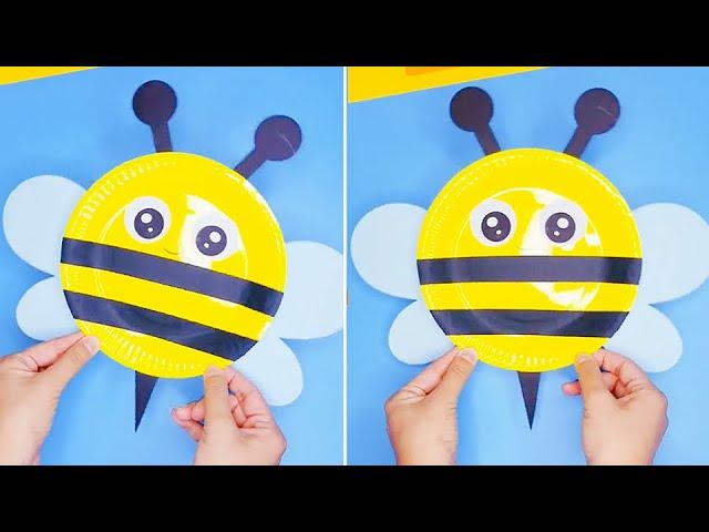 DIY Plastic Plate Bumble Bee | Paper Plate Bee Craft For Kids | Easy Crafts from Recycled