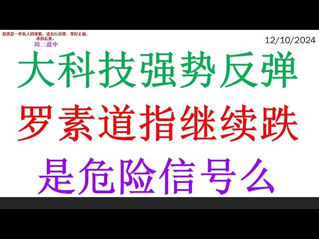 大科技强势反弹，罗素道指继续跌。是危险信号么