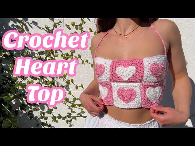 Crochet Heart Top | Crochet Heart Squares 