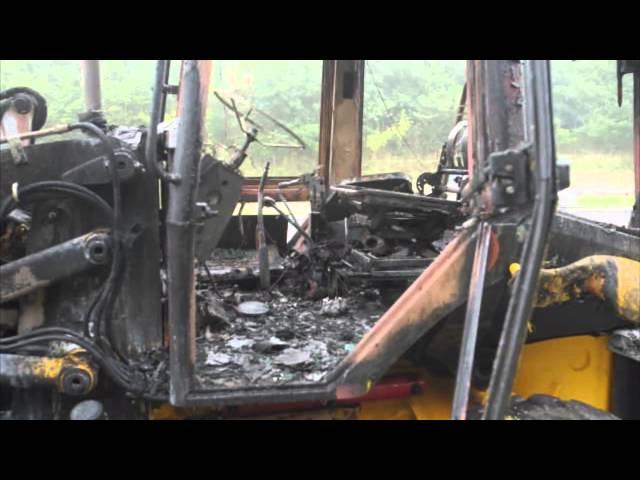 JCB on fire near busy North-east road