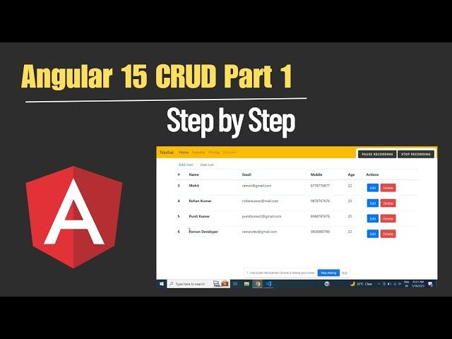 Angular 15 CRUD Part 1 | Hindi Tutorial Step by Step For Crud Operation