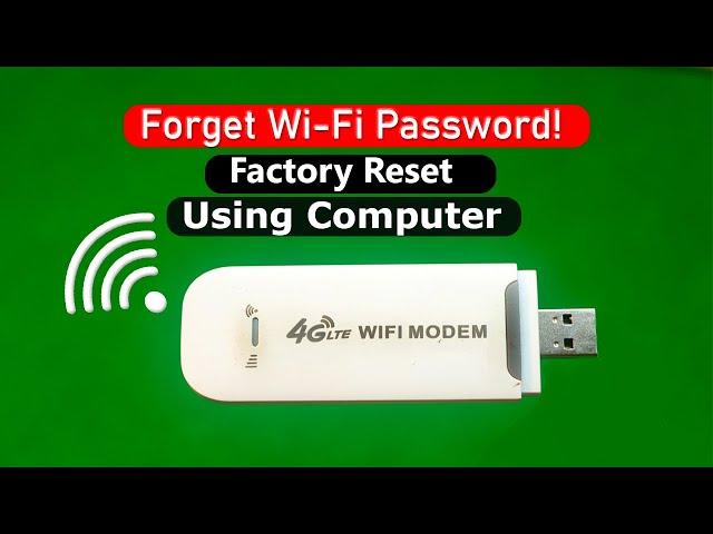 4G USB Wifi  Modem Reset Using Computer , 4G Lte Wifi USB Modem Factory Reset Solution With PC