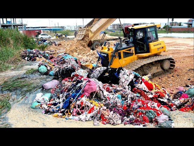 Impressive Technique Skills SHANTUI Bulldozer Remove Crush The Fabric & Soil Big Project