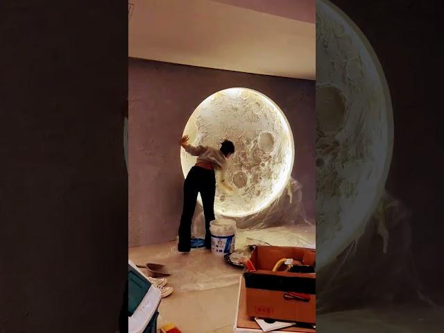 moon Wall design making your own moon is very easy in cement installation idea #short #viralvideo