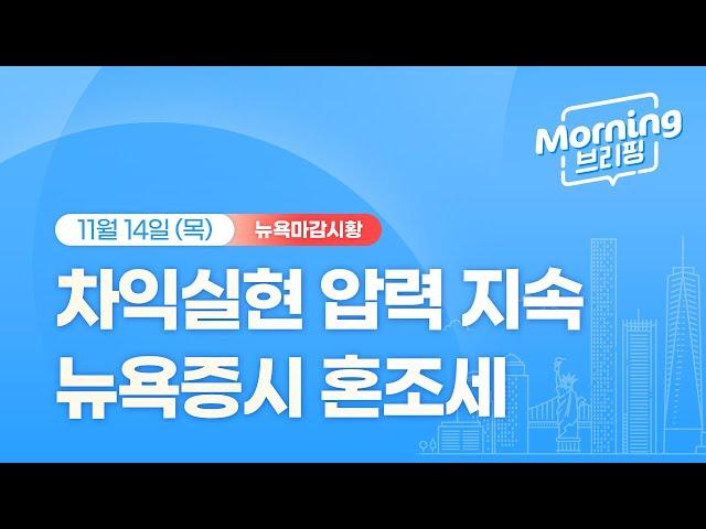 [모닝브리핑] 뉴욕 마감 시황을 핵심만 쏙쏙 뽑아 전해드립니다 (2024년 11월 14일)