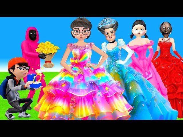 Scary Teacher 3D vs Squid Game Choose Wedding Dress Nice or Error 5 Times Challenge