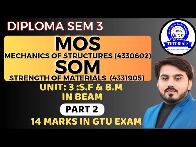 DIPLOMA SEM 3 MOS || DIPLOMA SEM 3 SOM || CH 3 || PART 2 || S.F AND B.M IN BEAM || SEM 3 MIMP