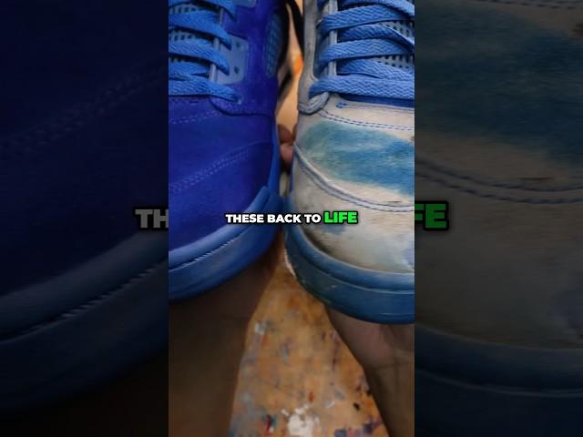 Completely DESTROYED Air Jordan 5 Blue Suede Restoration