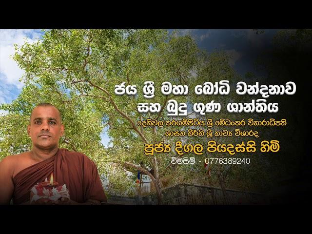 ජය ශ්‍රී මහා බෝධි වන්දනාව සහ බුදු ගුණ ශාන්තිය |  පූජ්‍ය දීගල පියදස්සි හිමි