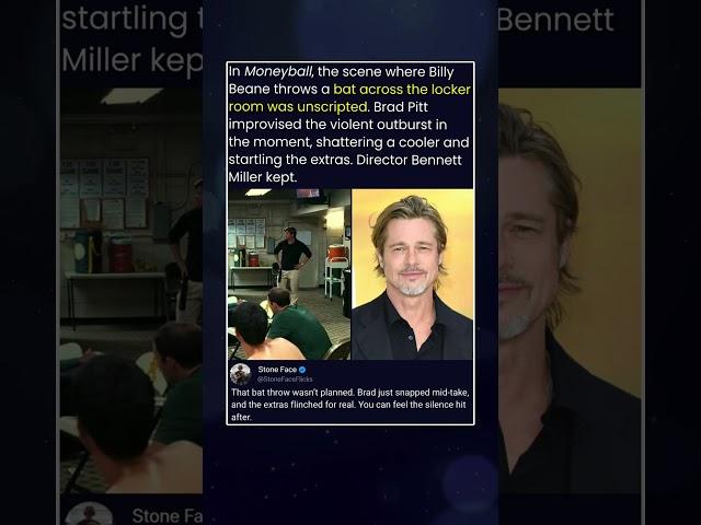 In Moneyball, the scene where Billy Beane throws a bat across the locker room was unscripted