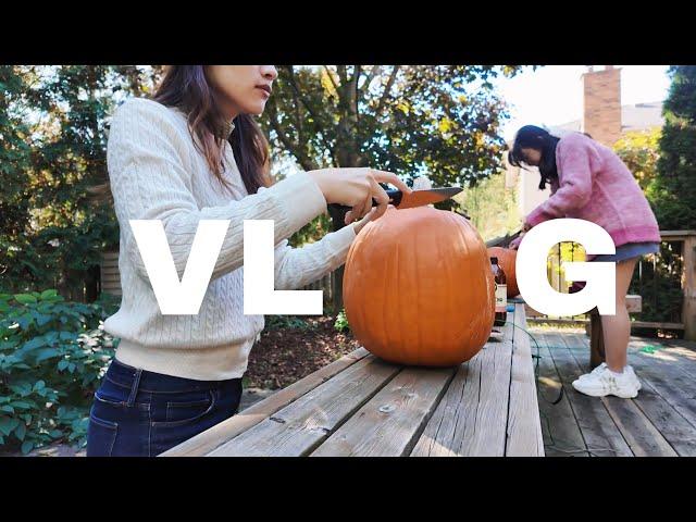 Thanksgiving VLOG Crossing the US-Canada Border & Carving a Pumpkin for the First Time