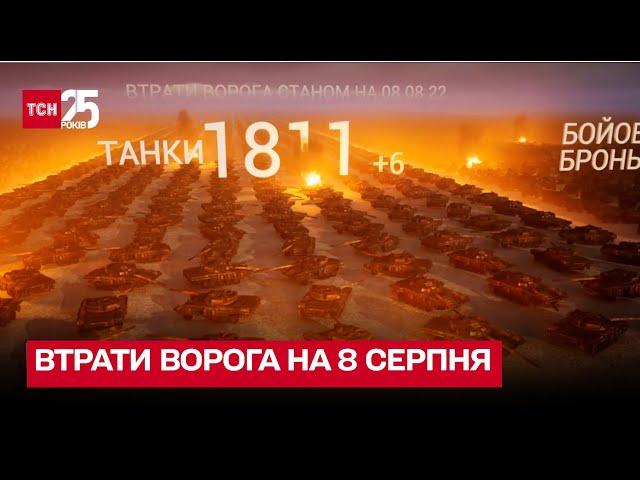  Втрати ворога на 8 серпня: ЗСУ знищили 42 340 загарбників – ТСН