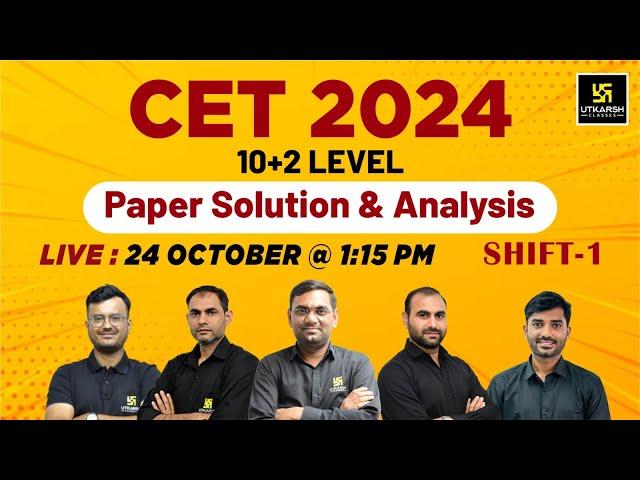 24 Oct. Rajasthan Cet Paper Solution 2024 | CET (10+2) Level Paper Solution | Utkarsh Classes