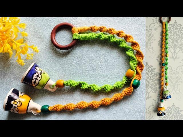 Boho Macrame Bell Hanging |  Macrame Hanging for Beginners | Boho Wind Chime Tutorial | Ceramic Bell