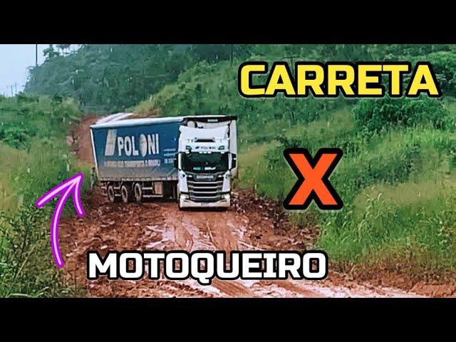 MOTOQUEIRO ARRISCOU NA FRENTE DA CARRETA