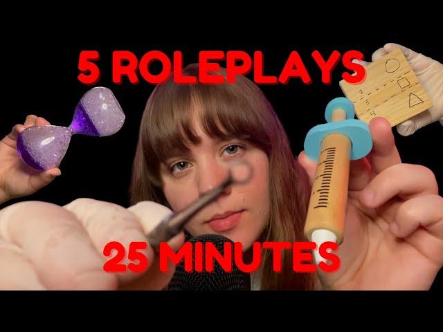 5 ASMR Roleplays in 25 Minutes (Cranial, Haircut, Eye Exam, Piercings, Makeup) - Compilation