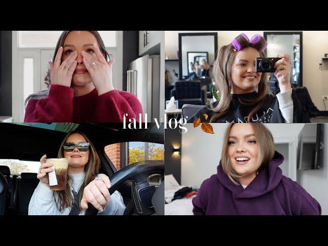 FALL VLOG  grwm, got attacked by a dog, going brunette, aritzia try on haul, & packing for vermont!