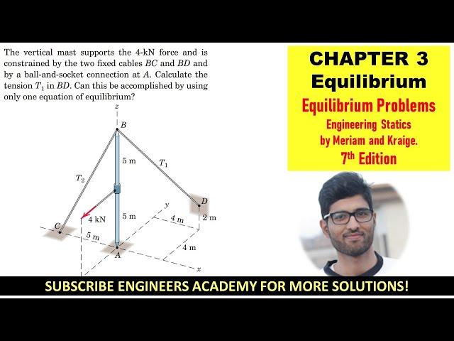 3-67 Chap 3 Equilibrium 3D Solved Problems Engineering Statics Meriam 7th Edition Engineers Academy