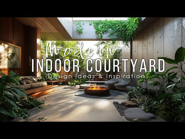 Sustainable Indoor Courtyard Designs in Modern Concrete Homes:  Seamless Indoor-Outdoor Living