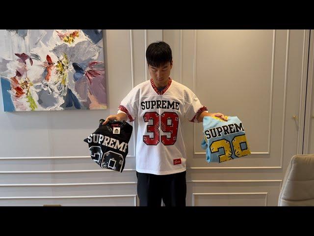 Supreme Week 14 B.B. Simon/Bandana Football Jersey SS25 Season Collection-Black,White,Blue & More!