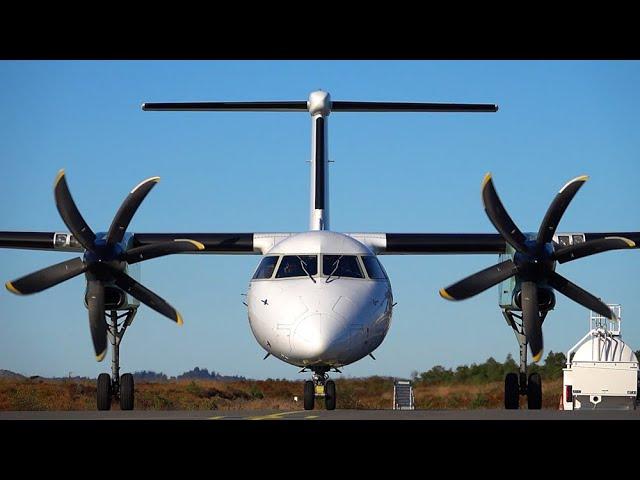 Widerøe Dash 8 Q400 Startup and landing at Stord Airport, Oct. 2020.