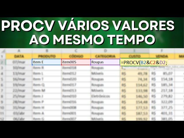 ProcV no Excel com Duas ou mais Condições | Função de Procurar com Vários Critérios