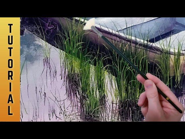 How to Paint Grass (Easy) in Acrylics | Step by Step Painting Tutorial