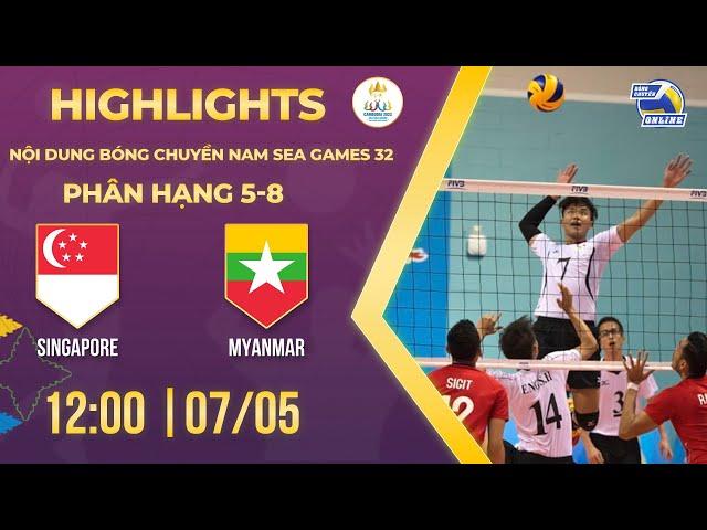 HIGHLIGHTS I Singapore - Myanmar | 5th-8th Places | Men's Volleyball - SEA Games 32