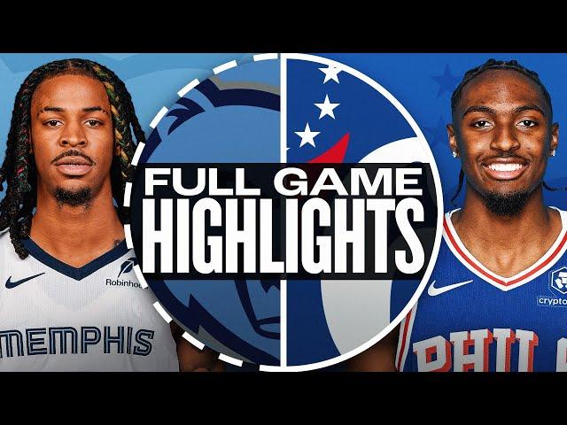 GRIZZLIES at 76ERS | FULL GAME HIGHLIGHTS | November 2, 2024