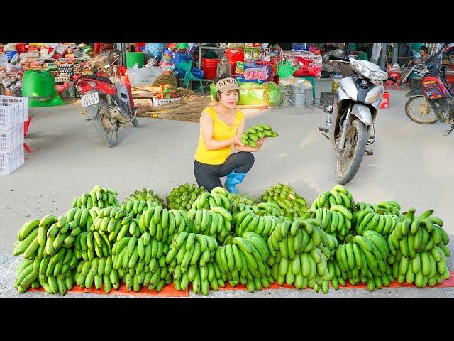 Harvesting Many Banana Goes To Countryside Market Sell - Cuong Ngan Live with nature