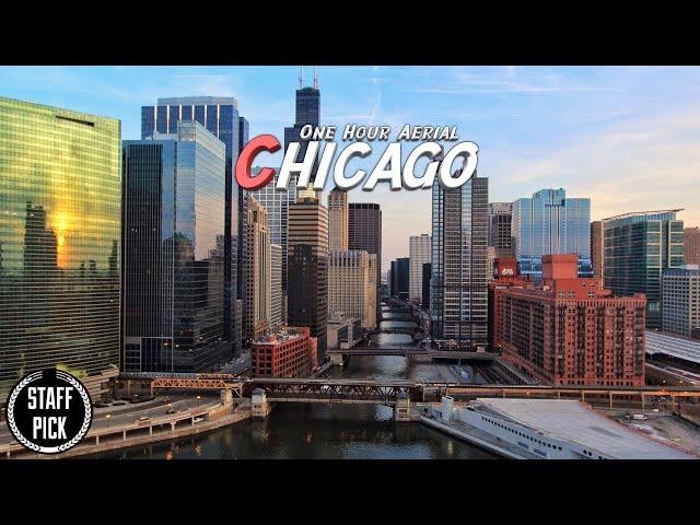 One Hour Relaxation - Aerial Chicago - 4K Drone Footage - Relaxation Piano