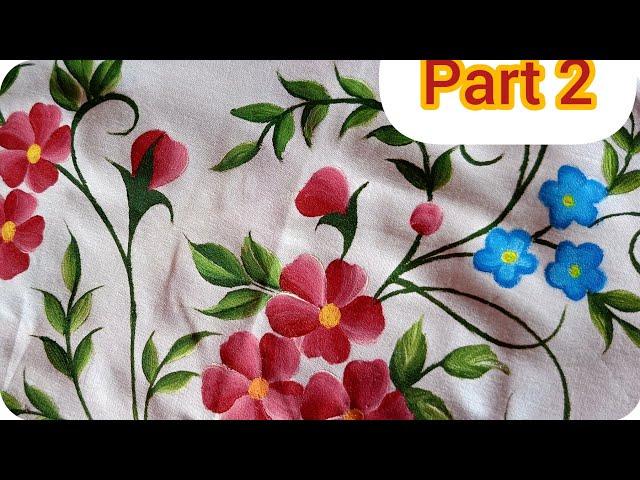 tutorial painting kurti design|fabric painting on clothes|flower painting||