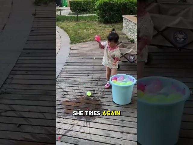 When throwing a balloon is the real challenge... #shorts #youtubeshorts #kids