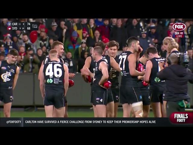 Carlton crowd singing the song after the Blues Elimination final win - AFL Finals 2023