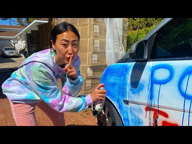 Lizzy Capri Spray Paints Carter Sharer's Smart Car #Shorts