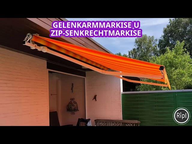 Gelenkarmmarkise u Zip-Senkrechtmarkise