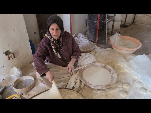 Iran Travel 4K Ancient bakery in Iran. Bakhtiari traditional bread. "Noon Tiri"