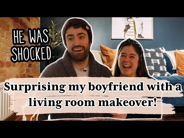EXTREME LIVING ROOM MAKEOVER! | Mid-Century Modern + Industrial Style For My Boyfriend