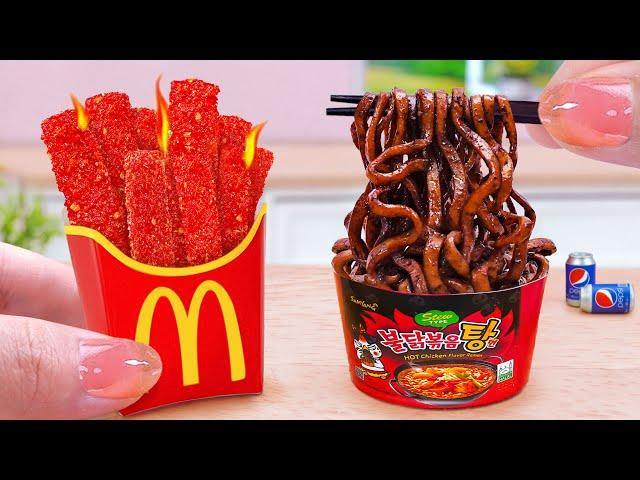 Best Fries Street Food  Miniature Black Bean Noodles and Cheetos French Fries  Tina Mini Cooking