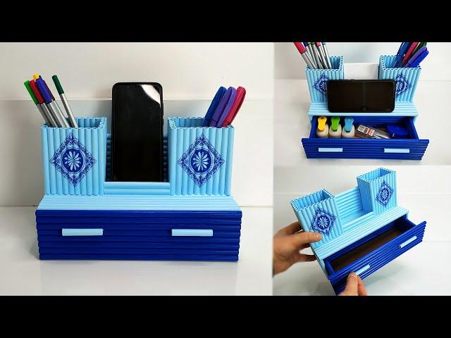 DIY - Making Desktop Organizer with  Waste Paper | Pen Holder Organizer | Paper Crafts