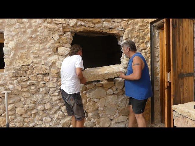 Placing the natural stone cill - Restoring an old Spanish farmhouse