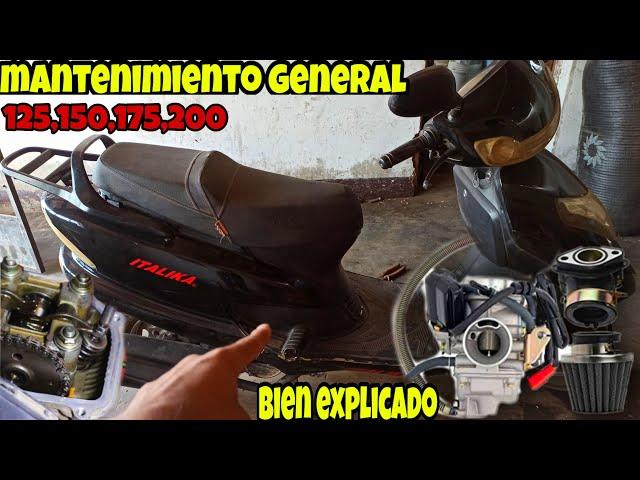 COMO HACER MANTENIMIENTO A UNA MOTO SCOOTER 125,150,175/ LIMPIEZA DE CARBURADOR/ BALANCINES /BUJIA