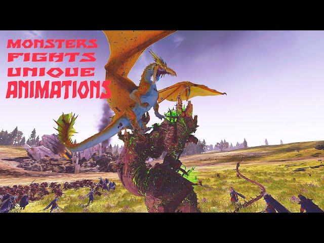 Unique Monsters Fights Animations. Total War Warhammer 2