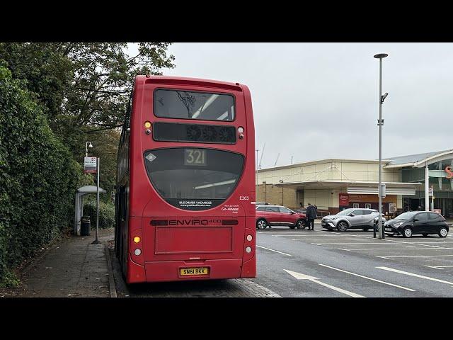 *OG Green blind* journey on bus route 321 to New Cross Gate Go-Ahead London Enviro 400 SN61BKK E203