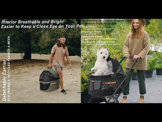 PAWZIDEA Pet Stroller 4 in-1 to meet your travel, outdoor walks with dogs, and daily use.