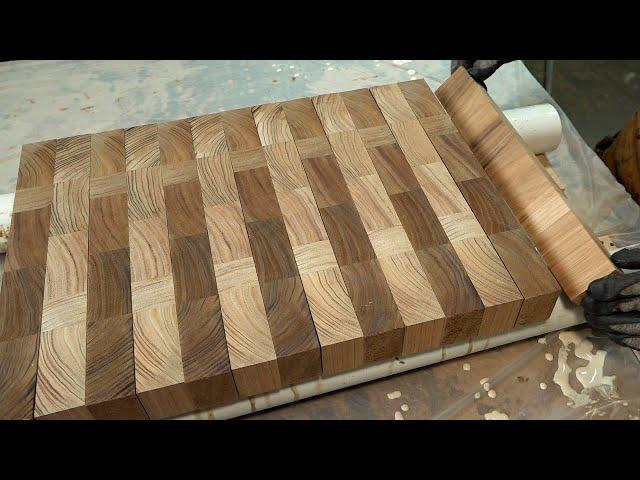 Ultimate chopping board! Process of making an end-grain cutting board. Korean No.1 young carpenters