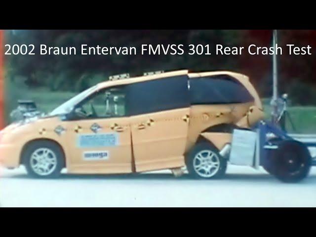 2002 Braun Entervan (Dodge Grand Caravan) FMVSS 301 Rear Crash Test (50 Mph)