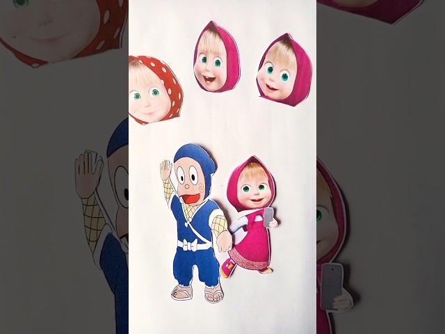 Ninja ️hattori masha face added #short #ninja #masha #little #artandcraft #marvel #ytshorts