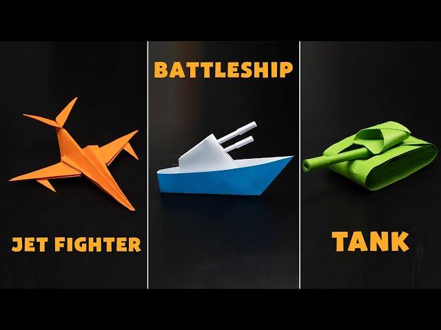 03 Amazing Origami Weapons || Tank | Battleship | Jet Fighter